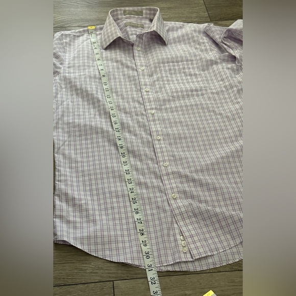 π NORDSTROM Men's Shop Non-Iron Dress Shirt - Purple Plaid (Size 16 Trim Fit)π - Picture 9 of 12